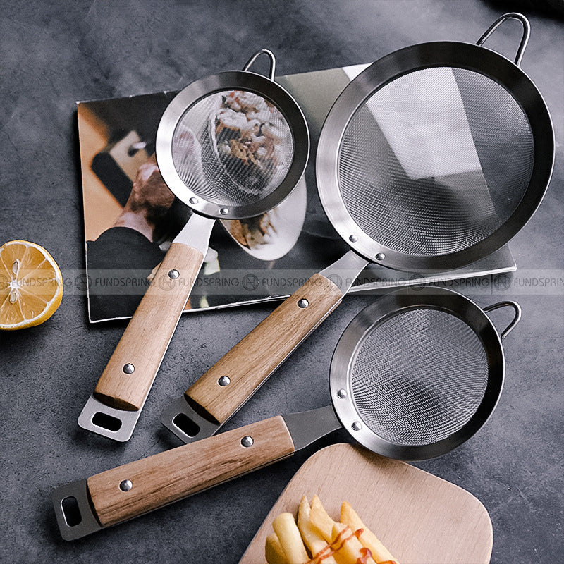 304 Stainless Steel Household Strainer Creative Wooden Handle Filter Spoon 304 Stainless Steel Household Strainer Creative Wooden Handle Filter Spoon