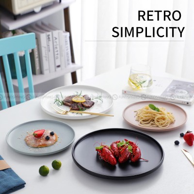 Nordic Ceramic Flat Plate Fruit Salad Plate Matte Shallow Plate Nordic Ceramic Flat Plate Fruit Salad Plate Matte Shallow Plate