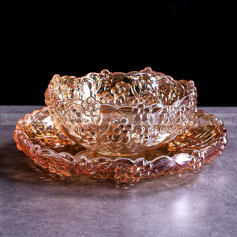 European Glass Plum Fruit Bowl and Candy Pot Set of 2 - Delightful Duo European Glass Plum Fruit Bowl and Candy Pot Set of 2 - Delightful Duo