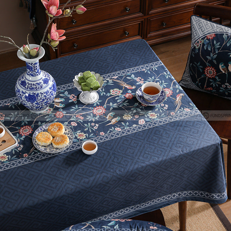 Lanruoting Tablecloth Blue Chinese Table Cloth Waterproof Cloth Cover Lanruoting Tablecloth Blue Chinese Table Cloth Waterproof Cloth Cover