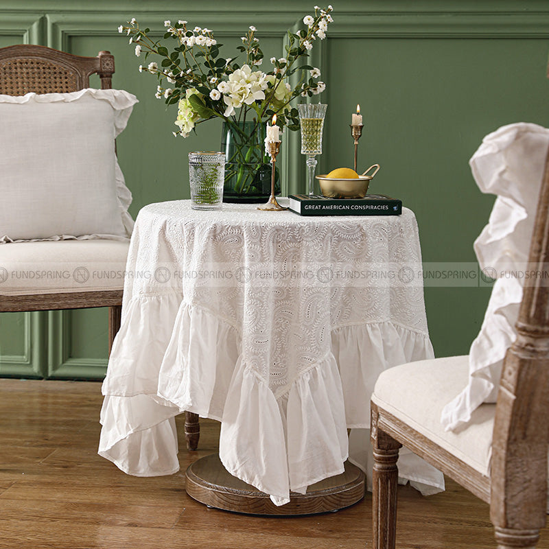 Anernou Tablecloth Minimalist White Lace Embroidered Tablecloth Anernou Tablecloth Minimalist White Lace Embroidered Tablecloth