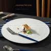 Minimalist Solid Color Plate Ceramic Brushed Round Flat Plates 12" Minimalist Solid Color Plate Ceramic Brushed Round Flat Plates 12"