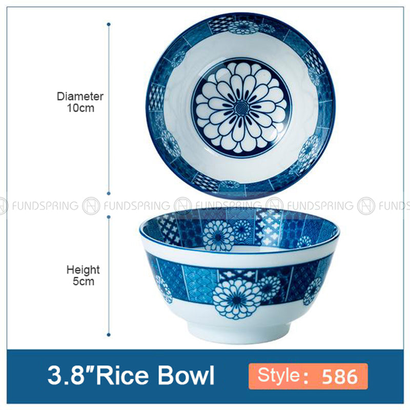 Japanese Blue and White Ceramic Bowl Underglazed Bowl 3.8'' Set of 4 Japanese Blue and White Ceramic Bowl Underglazed Bowl 3.8'' Set of 4
