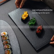 Black Frosted Ceramic Tableware Rectangular Oval/Round Flat Plate