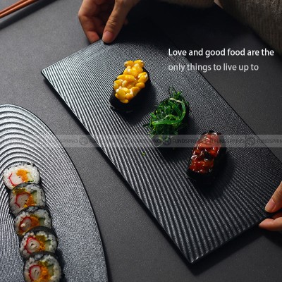 Black Frosted Ceramic Tableware Rectangular Oval/Round Flat Plate Black Frosted Ceramic Tableware Rectangular Oval/Round Flat Plate