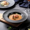 Nordic Simple Black Tableware Ceramic Shallow Plate Porcelain Plate Nordic Simple Black Tableware Ceramic Shallow Plate Porcelain Plate
