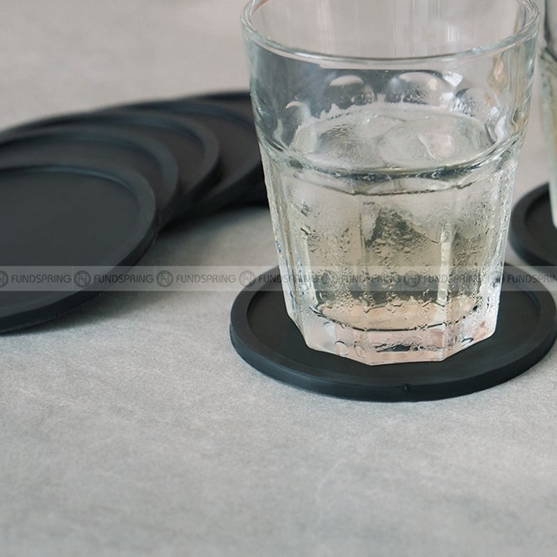 Food Grade Silicone Cup Mat Non-slip Insulated Black Tea Coaster Set of 8 Food Grade Silicone Cup Mat Non-slip Insulated Black Tea Coaster Set of 8
