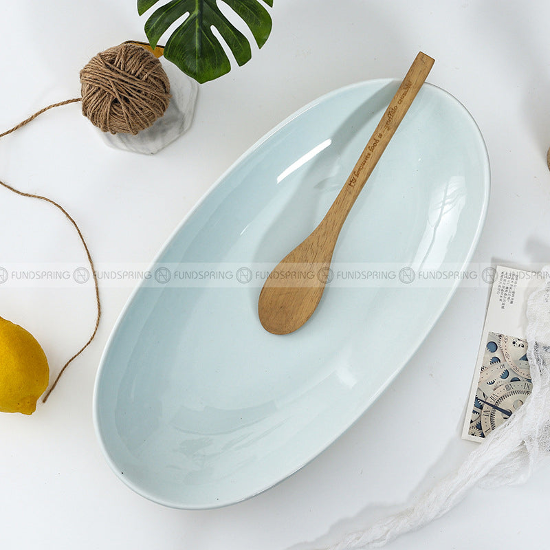 Ceramic Minimalism Dinnerware Blue Fish Plate 14'' Oval Plate Dinner Plate Ceramic Minimalism Dinnerware Blue Fish Plate 14'' Oval Plate Dinner Plate