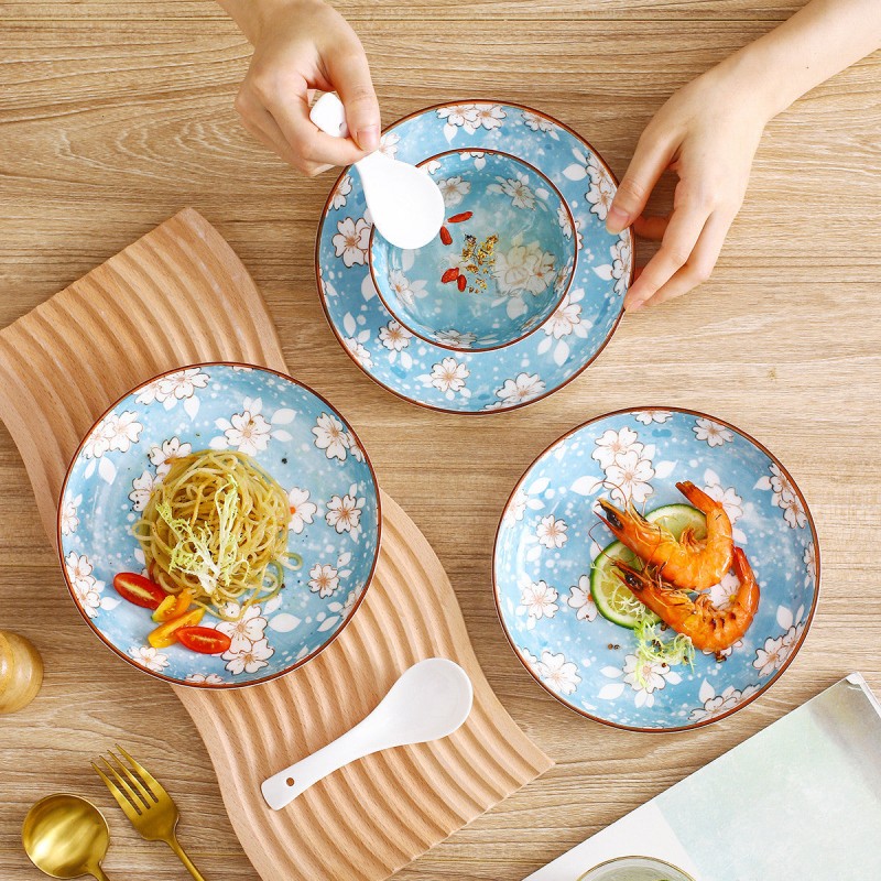 Snow Sakura Veritcal Pattern Tableware Ceramic Dinnerware Set Snow Sakura Veritcal Pattern Tableware Ceramic Dinnerware Set