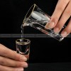 Crystal Glass Wine Dispenser Set Chinese Baijiu Cups with Scale and Wooden Rack Crystal Glass Wine Dispenser Set Chinese Baijiu Cups with Scale and Wooden Rack