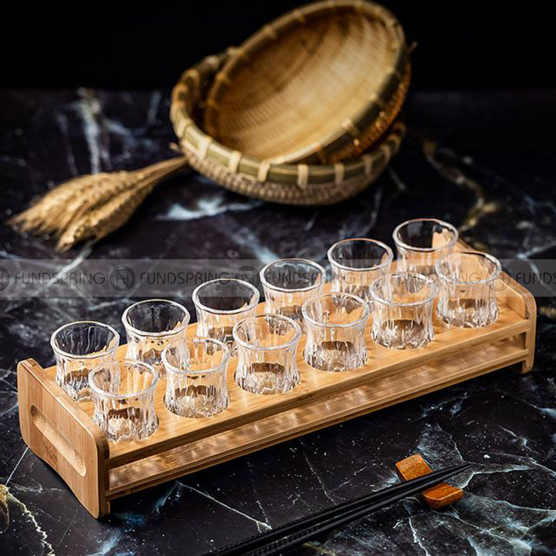 Carved Glass Tumbler Household Wine Glass Spirit Glass Set with Cup Rack Carved Glass Tumbler Household Wine Glass Spirit Glass Set with Cup Rack