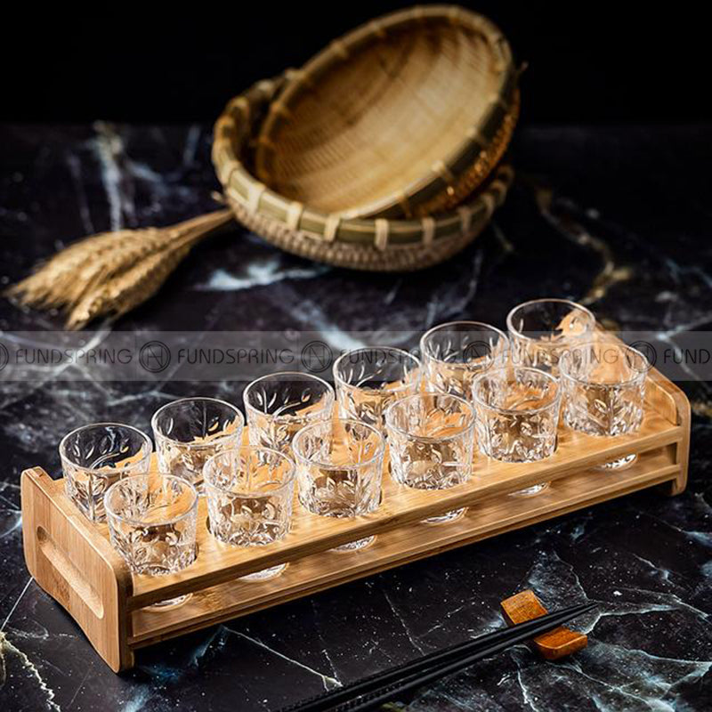 Carved Glass Tumbler Household Wine Glass Spirit Glass Set with Cup Rack Carved Glass Tumbler Household Wine Glass Spirit Glass Set with Cup Rack