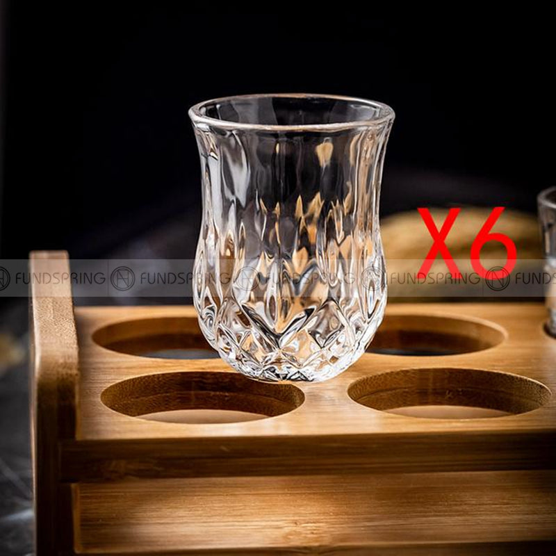 Carved Glass Tumbler Household Wine Glass Spirit Glass Set with Cup Rack Carved Glass Tumbler Household Wine Glass Spirit Glass Set with Cup Rack