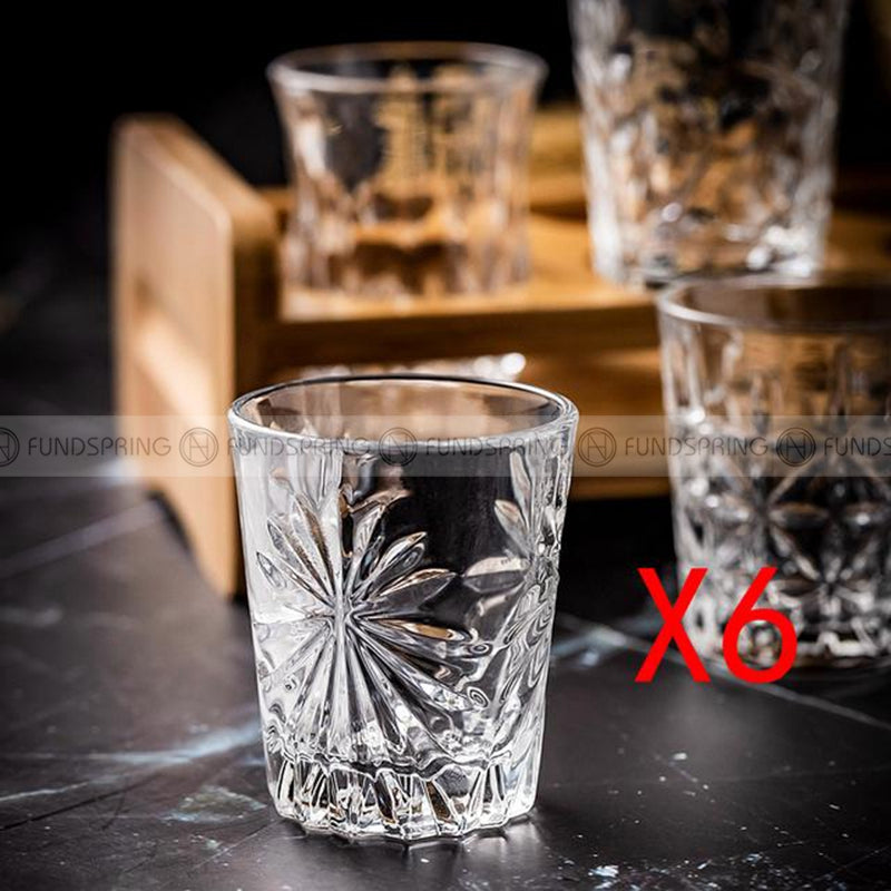 Carved Glass Tumbler Household Wine Glass Spirit Glass Set with Cup Rack Carved Glass Tumbler Household Wine Glass Spirit Glass Set with Cup Rack
