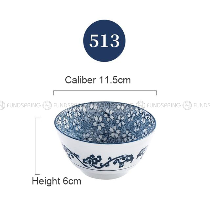 Blue and White Under Glazed Ceramic Bowl Japan Style 4.5" Set of 4 Blue and White Under Glazed Ceramic Bowl Japan Style 4.5" Set of 4
