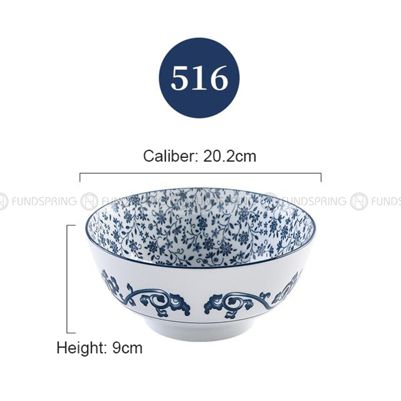 Japanese Blue and White Ceramic Soup Bowl Underglazed 8" Set of 2 Japanese Blue and White Ceramic Soup Bowl Underglazed 8" Set of 2