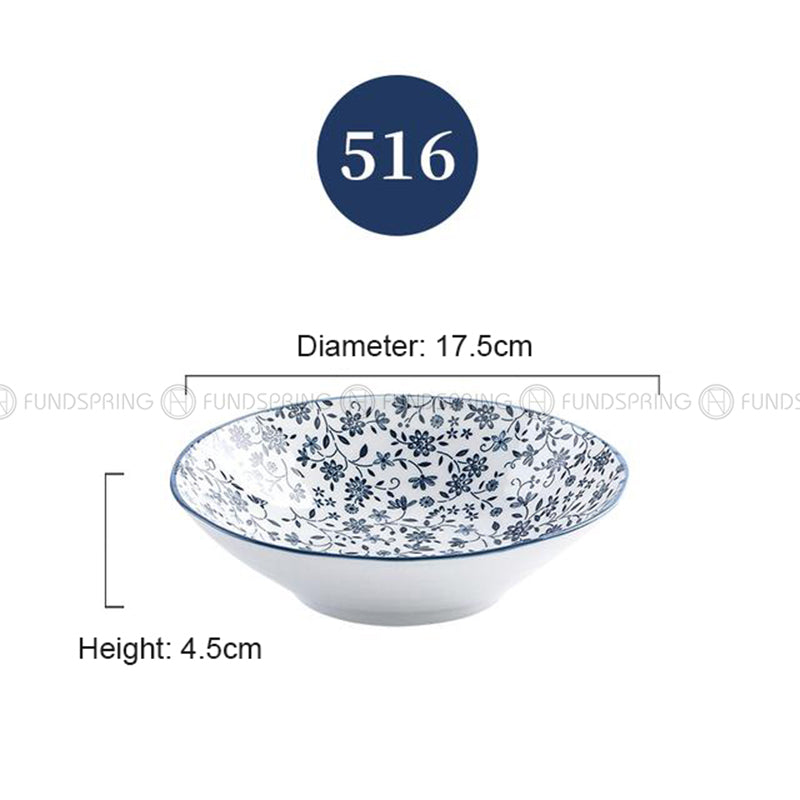 Japanese Blue and White Ceramic Deep Plates Pasta Bowl 7" Set of 4 Japanese Blue and White Ceramic Deep Plates Pasta Bowl 7" Set of 4