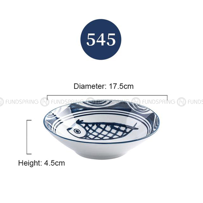 Japanese Blue and White Ceramic Deep Plates Pasta Bowl 7" Set of 4 Japanese Blue and White Ceramic Deep Plates Pasta Bowl 7" Set of 4