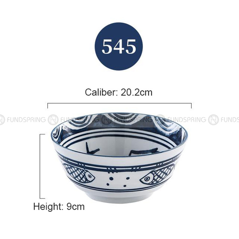 Japanese Blue and White Ceramic Soup Bowl Underglazed 8" Set of 2 Japanese Blue and White Ceramic Soup Bowl Underglazed 8" Set of 2