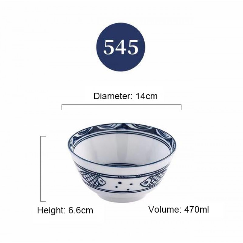 Japanese Blue and White Ceramic Bowl Underglazed 5.5" Bowl Set of 4 Japanese Blue and White Ceramic Bowl Underglazed 5.5" Bowl Set of 4