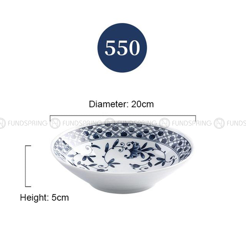 Japanese Blue and White Under-glazed Ceramic Deep Plates 8" Set of 4 Japanese Blue and White Under-glazed Ceramic Deep Plates 8" Set of 4