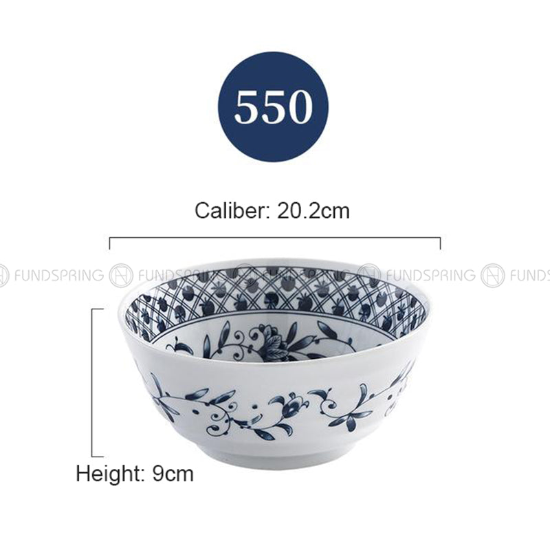 Japanese Blue and White Ceramic Soup Bowl Underglazed 8" Set of 2 Japanese Blue and White Ceramic Soup Bowl Underglazed 8" Set of 2