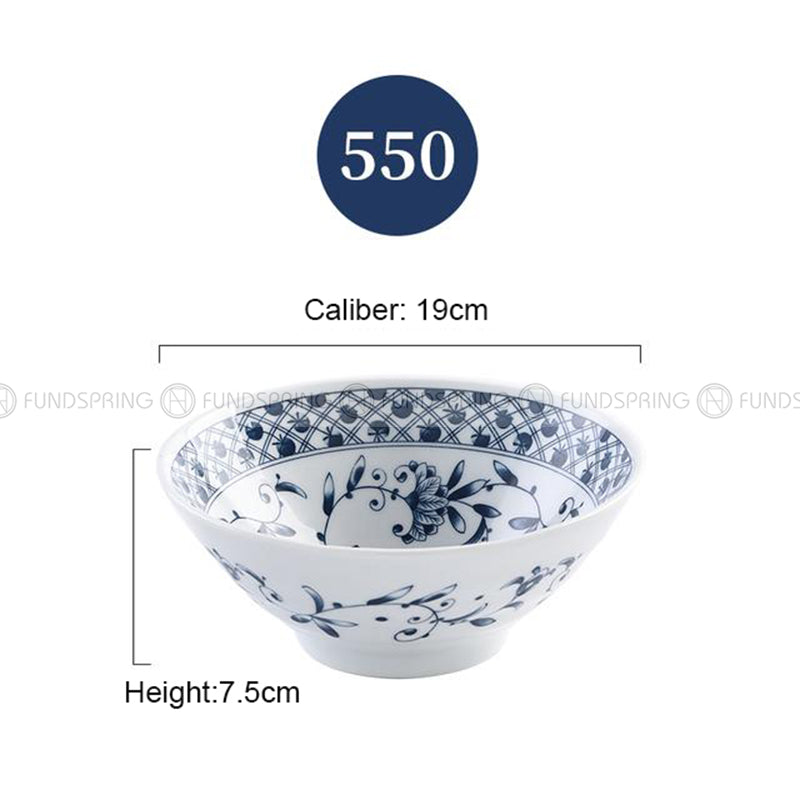 Blue and White Under Glazed Ceramic Bowl Japan Style 7.5" Set of 4 Blue and White Under Glazed Ceramic Bowl Japan Style 7.5" Set of 4