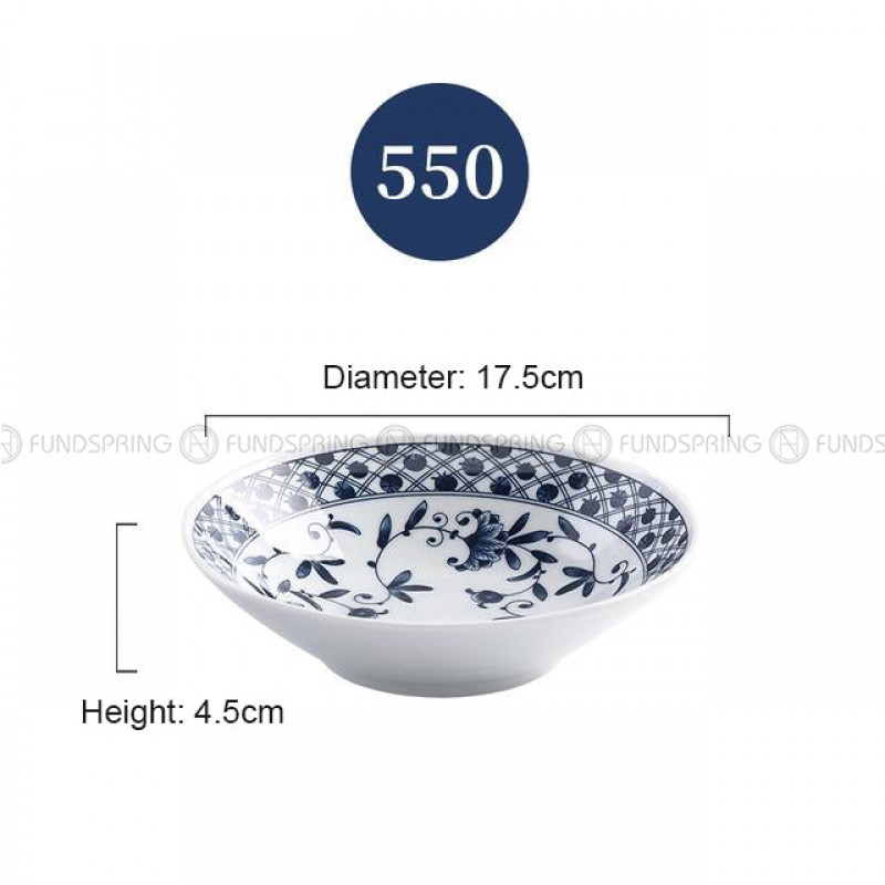 Japanese Blue and White Ceramic Deep Plates Pasta Bowl 7" Set of 4 Japanese Blue and White Ceramic Deep Plates Pasta Bowl 7" Set of 4