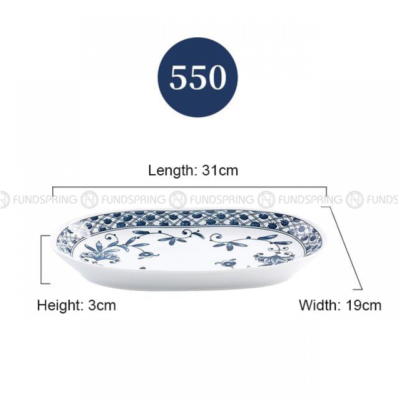 Japanese Blue and White Under-glazed Ceramic Oval Platter 12" Set of 2 Japanese Blue and White Under-glazed Ceramic Oval Platter 12" Set of 2