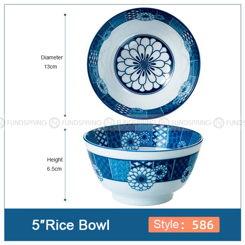 Blue and White Ceramic Bowl Under Glazed Bowl Japan Style 5" Set of 4 Blue and White Ceramic Bowl Under Glazed Bowl Japan Style 5" Set of 4
