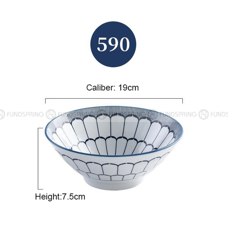 Blue and White Under Glazed Ceramic Bowl Japan Style 7.5" Set of 4 Blue and White Under Glazed Ceramic Bowl Japan Style 7.5" Set of 4