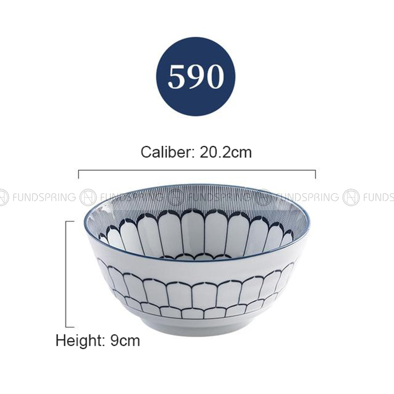 Japanese Blue and White Ceramic Soup Bowl Underglazed 8" Set of 2 Japanese Blue and White Ceramic Soup Bowl Underglazed 8" Set of 2