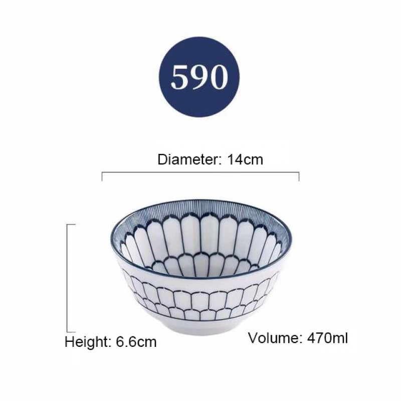 Japanese Blue and White Ceramic Bowl Underglazed 5.5" Bowl Set of 4 Japanese Blue and White Ceramic Bowl Underglazed 5.5" Bowl Set of 4