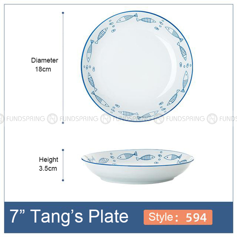Japanese Blue and White Ceramic Deep Plates Pasta Bowl 7" Set of 4 Japanese Blue and White Ceramic Deep Plates Pasta Bowl 7" Set of 4