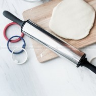 Stainless Steel Adjustable Thickness Rolling Pin for Precision Baking - 11 Inches Stainless Steel Adjustable Thickness Rolling Pin for Precision Baking - 11 Inches