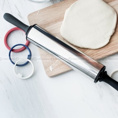 Stainless Steel Adjustable Thickness Rolling Pin for Precision Baking - 11 Inches Stainless Steel Adjustable Thickness Rolling Pin for Precision Baking - 11 Inches