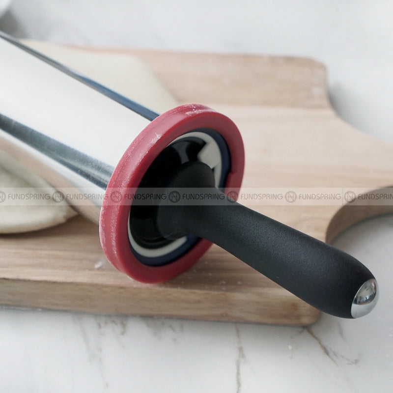 Stainless Steel Adjustable Thickness Rolling Pin for Precision Baking - 11 Inches Stainless Steel Adjustable Thickness Rolling Pin for Precision Baking - 11 Inches