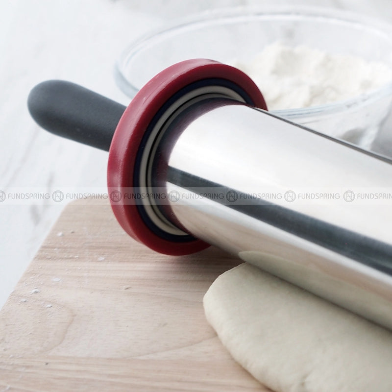Stainless Steel Adjustable Thickness Rolling Pin for Precision Baking - 11 Inches Stainless Steel Adjustable Thickness Rolling Pin for Precision Baking - 11 Inches