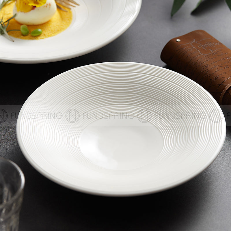 Designer Tableware Collection Weiss Series Ceramic White Salad Bowl Designer Tableware Collection Weiss Series Ceramic White Salad Bowl