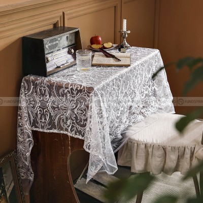 Yiya Tablecloth Simple White Lace Table Cloth Hollow Table Cover Yiya Tablecloth Simple White Lace Table Cloth Hollow Table Cover