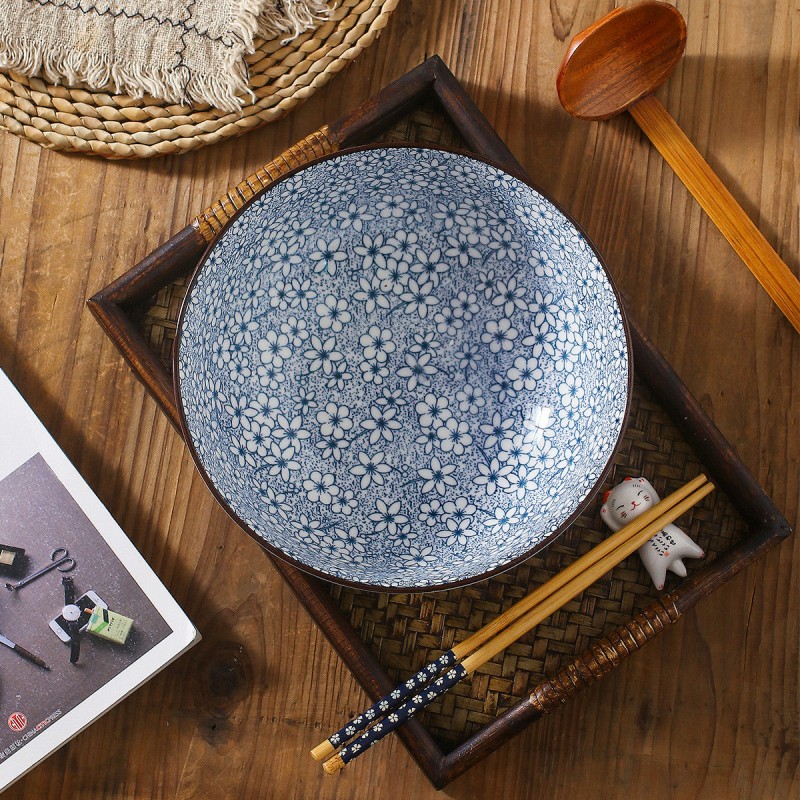 Vertical Essence: Underglaze Ceramic Bowls for Rice and Soup 4 Sizes Vertical Essence: Underglaze Ceramic Bowls for Rice and Soup 4 Sizes
