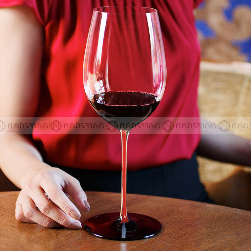Bordeaux/Burgundy Stemware Goblet Glass With Colorful Cup Handle Bordeaux/Burgundy Stemware Goblet Glass With Colorful Cup Handle
