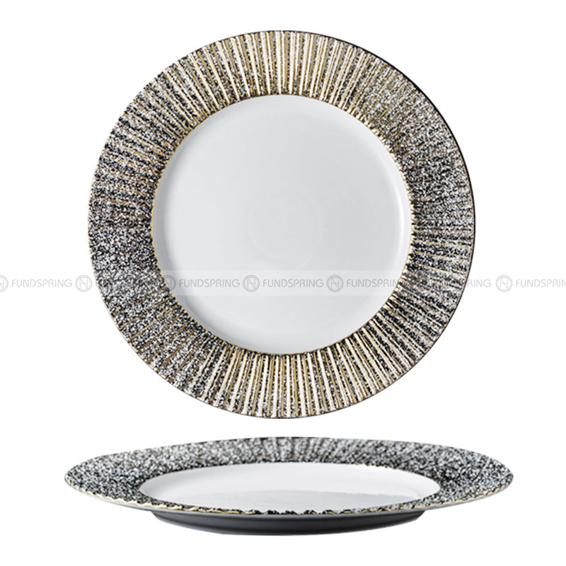 Carll Solar Series Dinnerware Collection Hotel Dishes Golden/White Dinner Plate Carll Solar Series Dinnerware Collection Hotel Dishes Golden/White Dinner Plate
