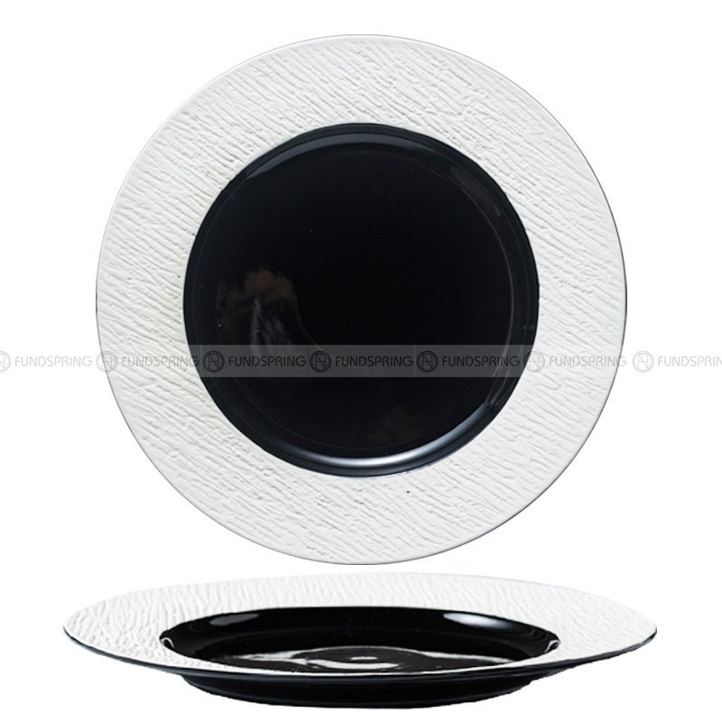 Mocaa Stone Series Black-white Dinnerware Ceramic Plate Shallow Plate Mocaa Stone Series Black-white Dinnerware Ceramic Plate Shallow Plate