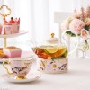 Elegant Bone China Tea Set with Glass Teapot and Ceramic Infuser, Candle Holder, Cups, and Saucers - 15 Pieces