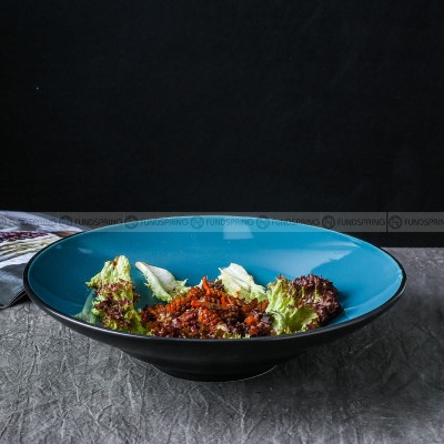 Peacock Blue Deep Dish Wide Mouth Ramen Bowl Spaghetti Plate Peacock Blue Deep Dish Wide Mouth Ramen Bowl Spaghetti Plate