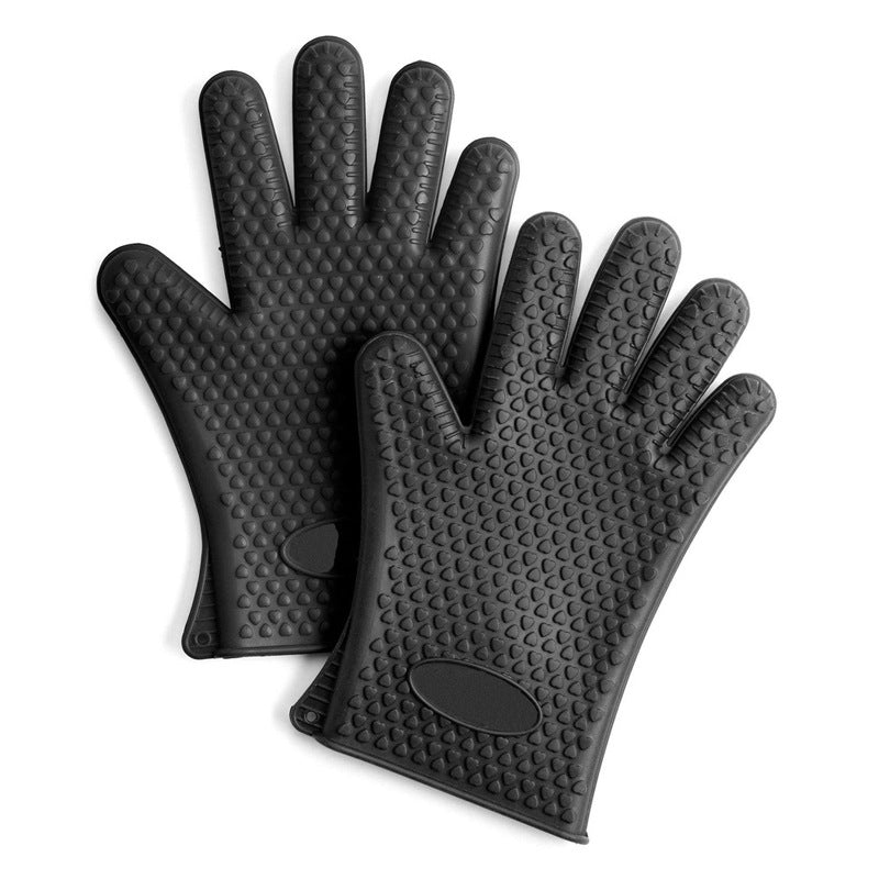 Heat Resistant Five-finger Gloves Thickened Silicone Insulation Black Gloves Heat Resistant Five-finger Gloves Thickened Silicone Insulation Black Gloves