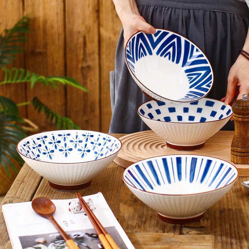 Japanese Elegance: Ceramic Hat-Shaped Rice Bowl - 8 Inches Japanese Elegance: Ceramic Hat-Shaped Rice Bowl - 8 Inches