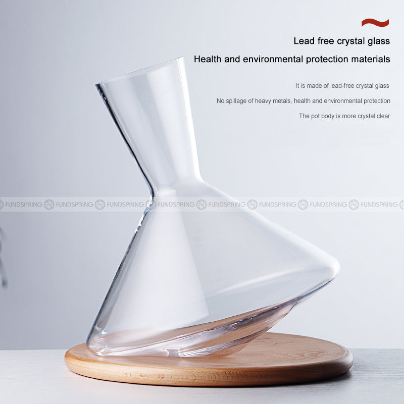 Crystal Glass Wine Decanter Balance Tumbler with Wooden Base Decanter Crystal Glass Wine Decanter Balance Tumbler with Wooden Base Decanter