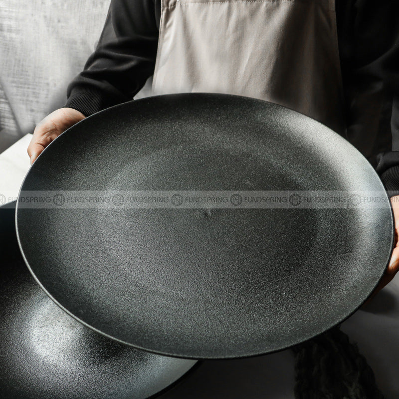 Black White Frosted Dinner Plate Large Serving Plate Display Plate Black White Frosted Dinner Plate Large Serving Plate Display Plate